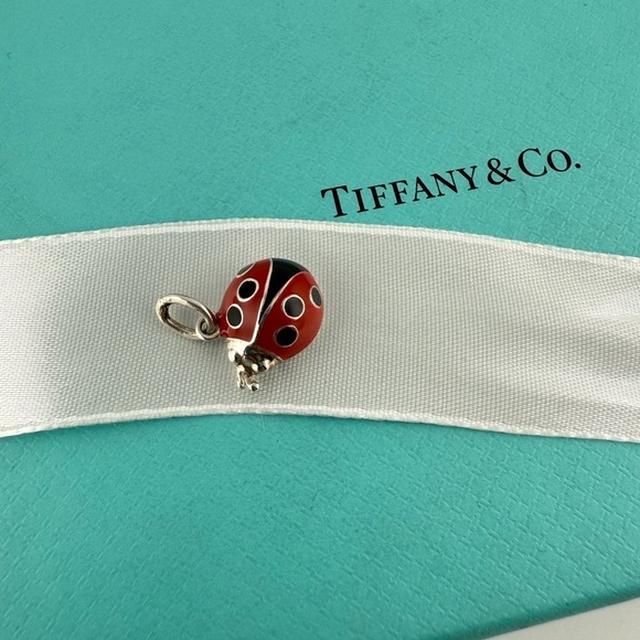 Retired Tiffany & Co. Red Lady Bug Charm Pendant Sterling Silver Enamel - Picture 3 of 5